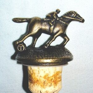 Blanton's "T" Horse & Jockey Bottle Stopper OS Gold Excellent Equestrian